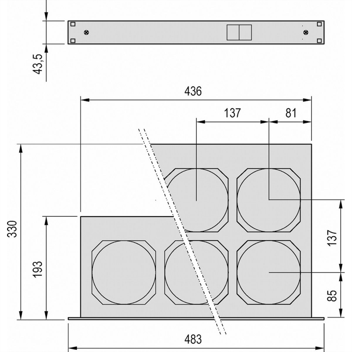 SCHROFF 19" Umlüfter, 6 Ventilatoren, 1 HE - UMLUEFTER 19"M.SCH. 115V