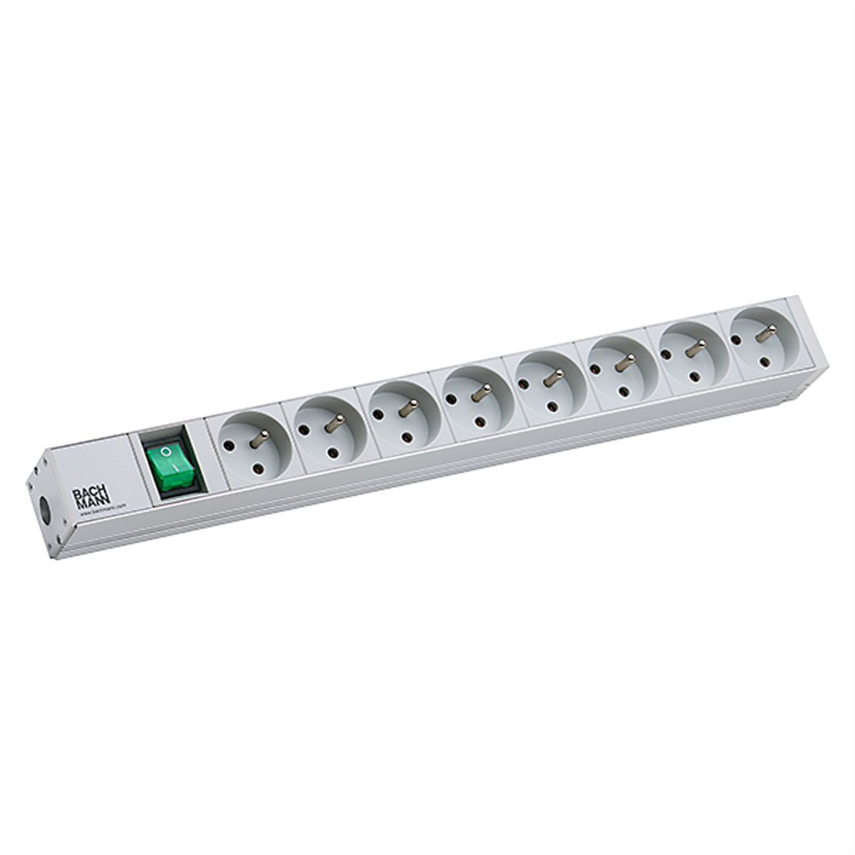 BACHMANN 19"-Steckdosenleiste 1HE 8xUTE 1xSchalter, silberfarben