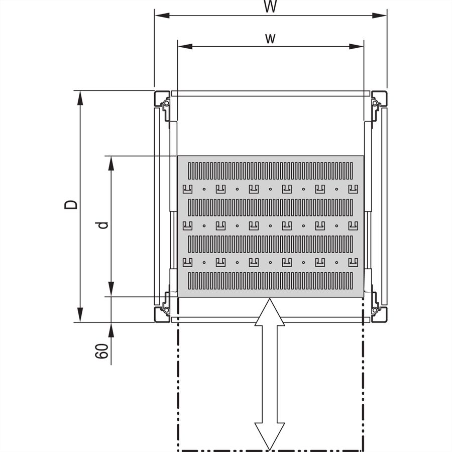 SCHROFF Fachboden ausziehbar (Universal eurorack) - FACHB.UNI.TELE.800B700T 7021