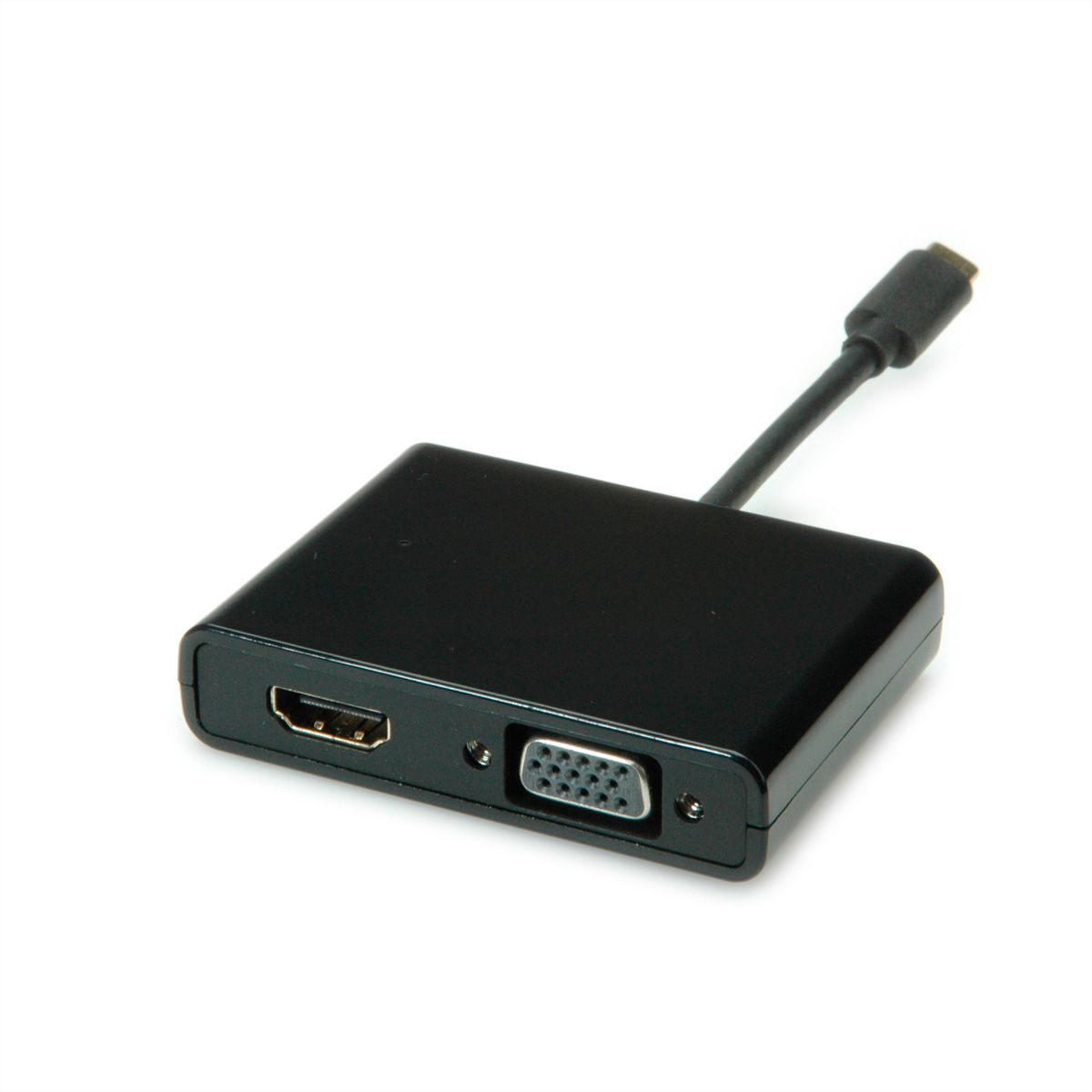 STANDARD Display Adapter USB Typ C - VGA+HDMI, schwarz, 0,1 m