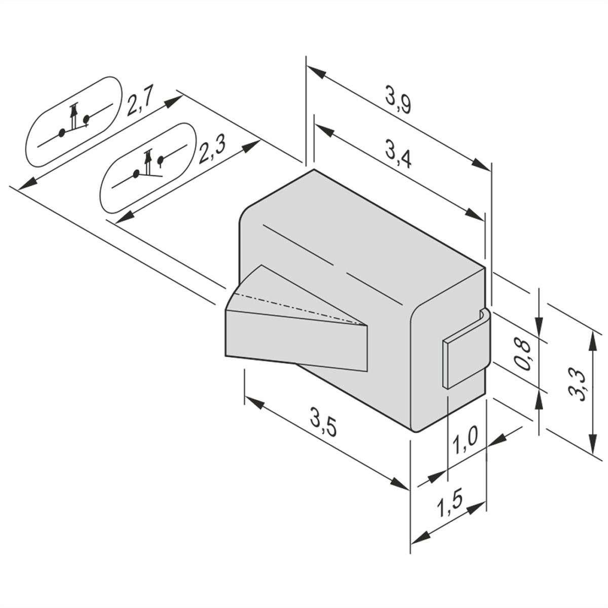 SCHROFF Mikroschalter, Öffner, für AdvancedMC- Carrier (Compact- und Full-size-Module) - MIKROSCHALT.CARRIER NC 10STK