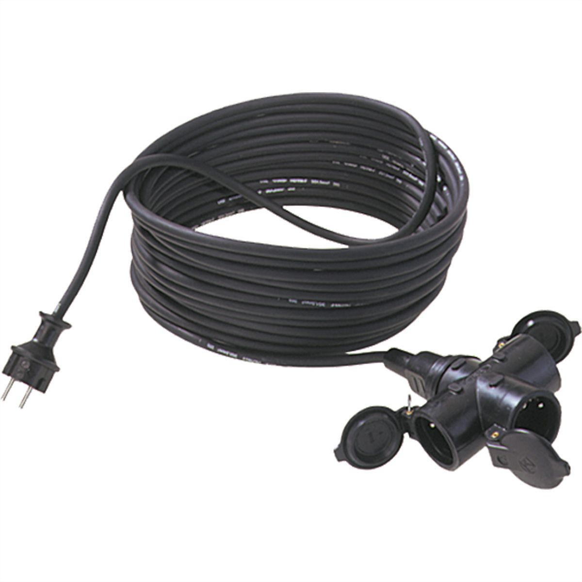 BACHMANN Extension 3G1,5mm², 3x, H07RN-F Gummi/Neopren 3fach, schwarz, 5 m