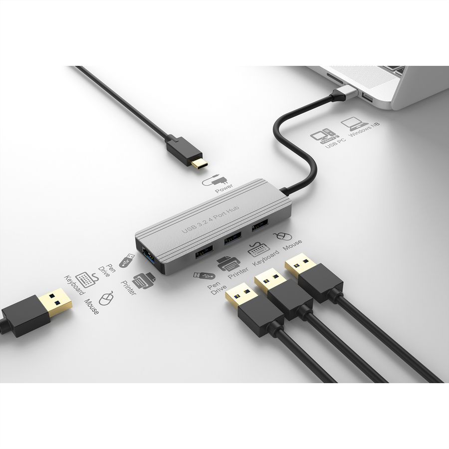 VALUE USB 3.2 Gen 1 Hub, 4fach, USB-A Anschlusskabel