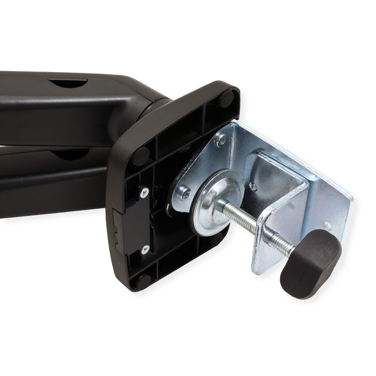 VALUE Dual LCD-Arm, Tischmontage, Gasfeder, 5 Gelenke, 12-27 Zoll, bis 2x 6,5 kg, schwarz