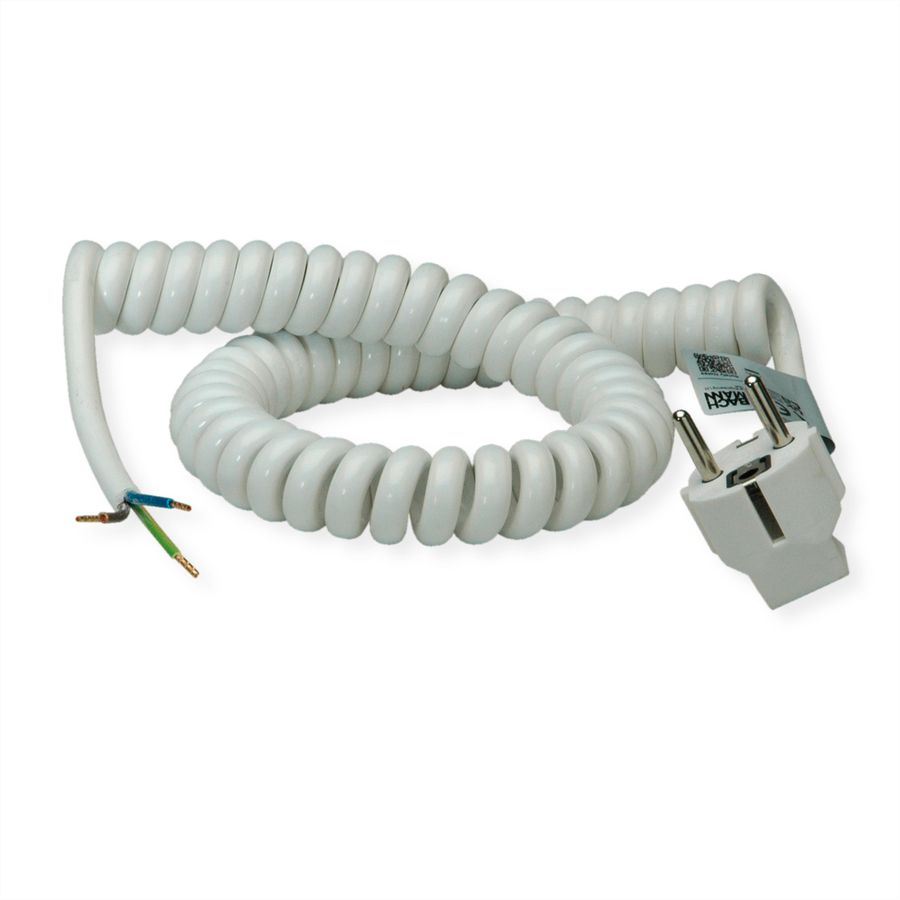 BACHMANN Wendelleitung 0,5-2m weiss, H05VV-F 3G1,5mm² AEH/CEE7/7