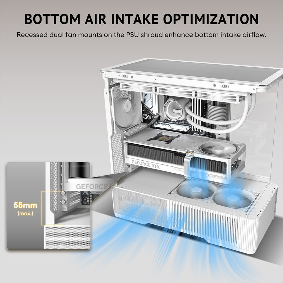 ANTEC Constellation C6 Curve Air White PC Gehäuse ATX Midi Tower, weiß
