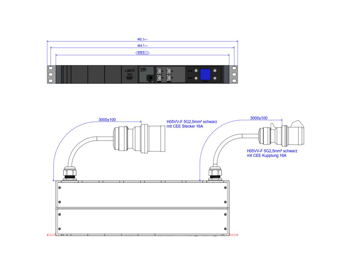 BACHMANN BN3000 RCM XXLPROFIL Slave3x16A, Messung p.Ph.3mH05VV-F 5G2,5 CEE3x16A Lan