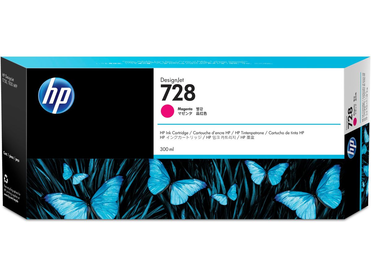 HP 728 Magenta DesignJet Druckerpatrone, 300 ml