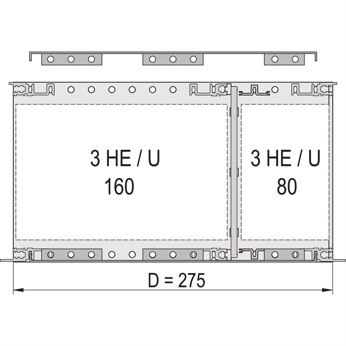 SCHROFF Abdeckblech für Anschraubung an die Seitenwand, 275 mm tief (CompactPCI) - ABDECKBLECH EMC 84TE 275T 2ST