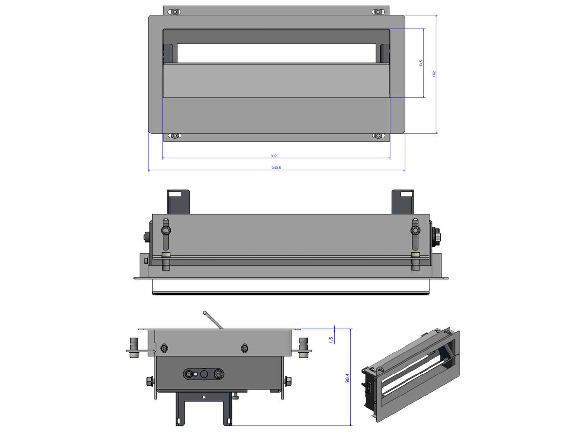 BACHMANN TOP FRAME Medium grau/schwarz, Auftisch-Version mit Rahmen