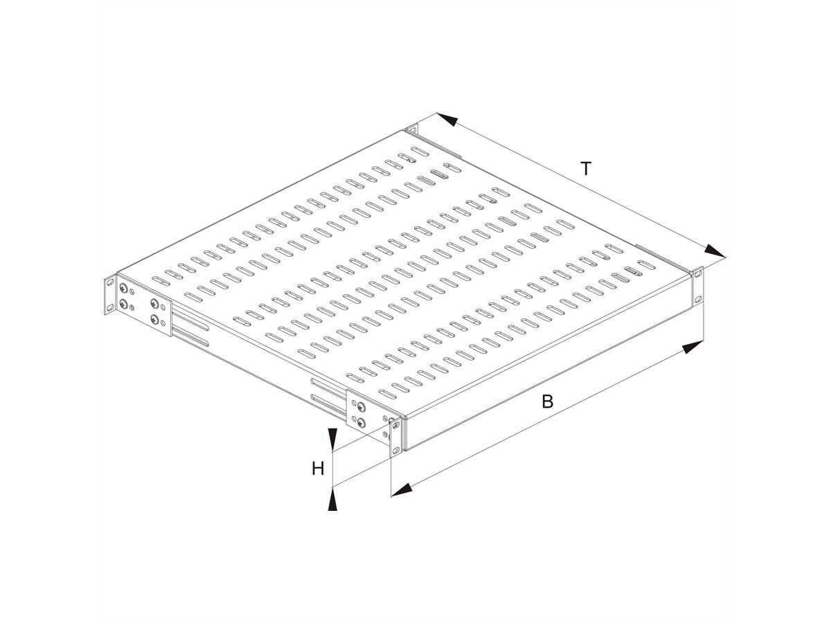 CONTEG 19"-Fachboden fest, 435 x 650 mm, 100kg