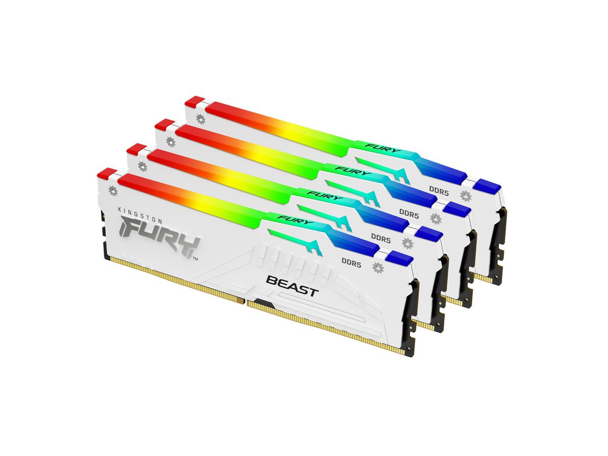 Kingston Technology FURY 128 GB 5600 MT/s DDR5 CL40 DIMM (4er-Kit) Beast White RGB XMP