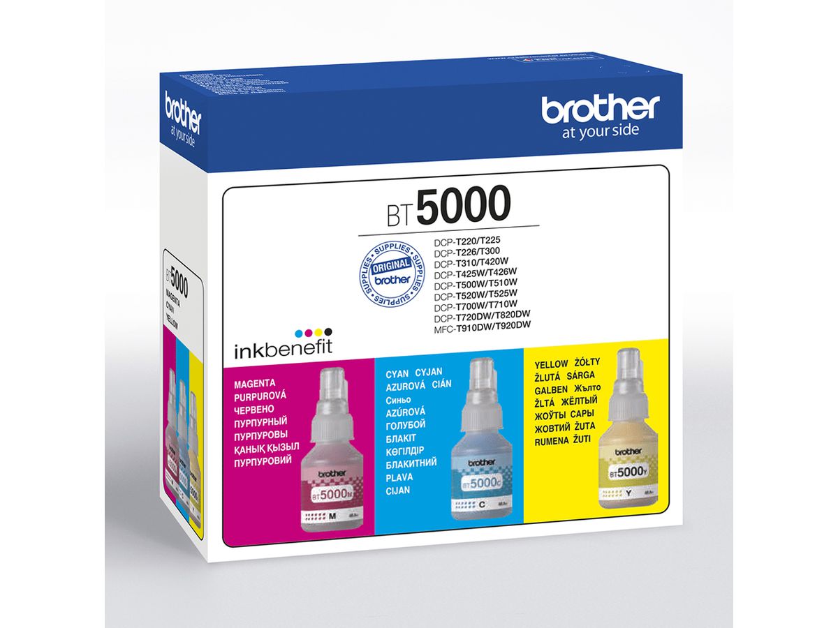 Brother BT5000CLVAL Druckerpatrone 3 Stück(e) Kompatibel Cyan, Magenta, Gelb