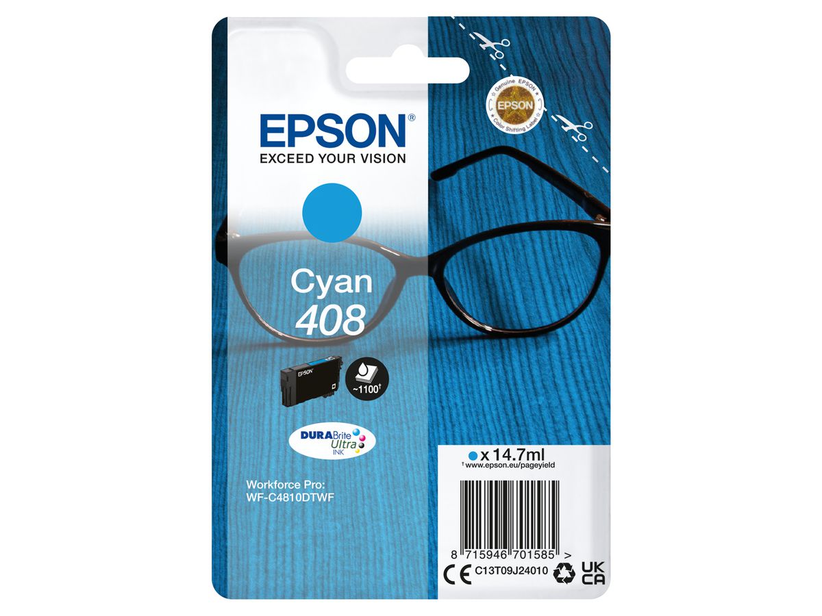 Epson Singlepack Cyan 408 DURABrite Ultra Ink