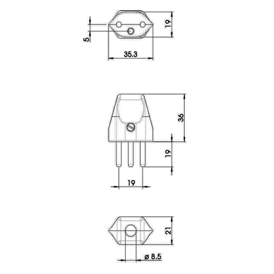 BACHMANN Schutzkontaktstecker, Schweiz CH 10A / 250V weiß