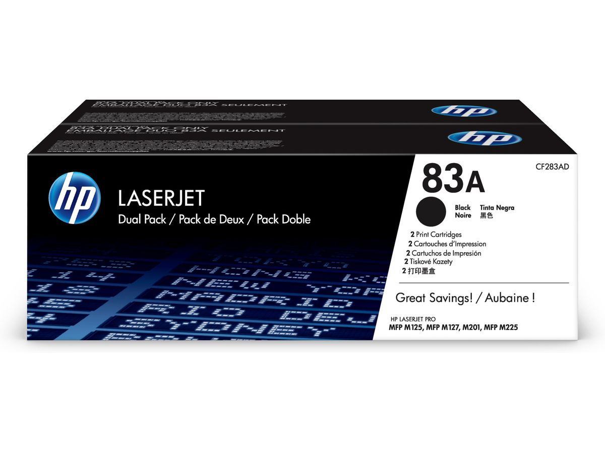 HP 83A 2er-Pack Schwarz Original LaserJet Tonerkartuschen