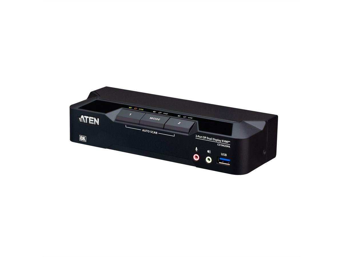 ATEN CS1942DPA 2-Port USB 3.0 8K DP KVM, DUAL View