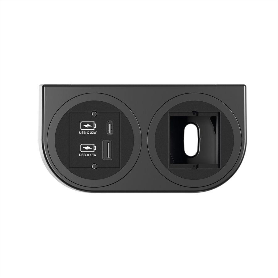 BACHMANN PIX HOLDER DOUBLE, 1x USB A/C, 1x CM, ISV, schwarz, 0,2 m