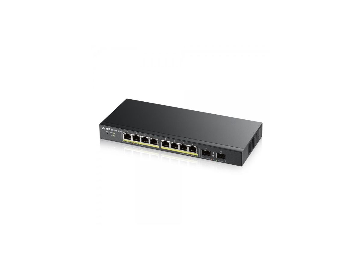 Zyxel GS1900-8HP v3 PoE Managed L2 Gigabit Ethernet (10/100/1000) Power over Ethernet (PoE) Schwarz