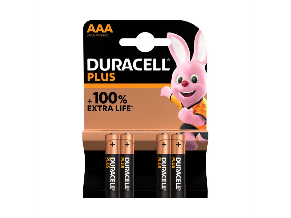 DURACELL Alkaline Plus, AAA (LR03), 4er Pack