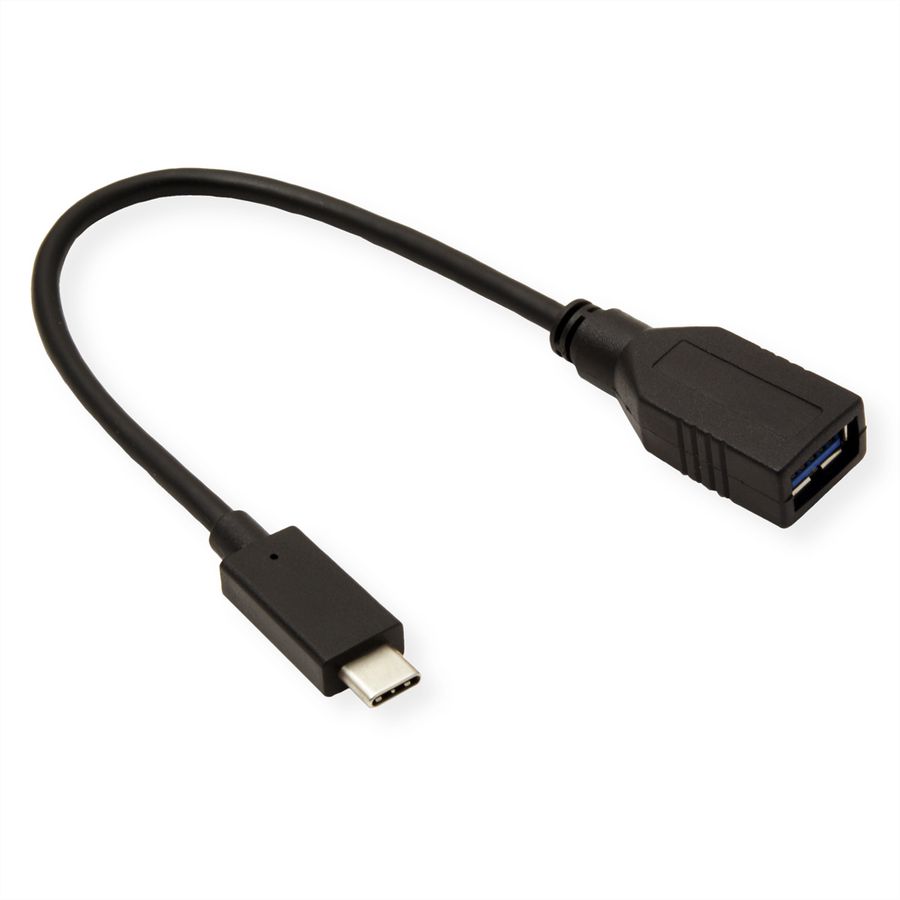ROLINE USB 3.2 Gen 1 Kabeladapter, USB Typ C - A, ST/BU, OTG, schwarz, 0,15 m