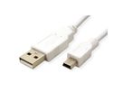 VALUE USB 2.0 Kabel, Typ A - 5-Pin Mini, weiß, 0,8 m