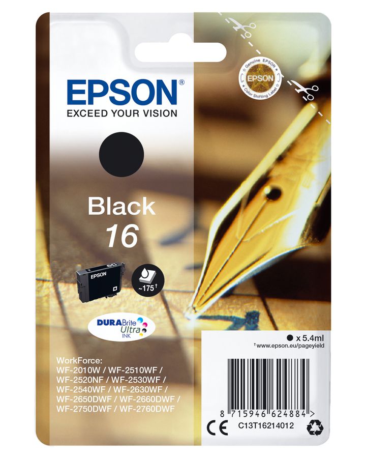 Epson Singlepack Black 16 DURABrite Ultra Ink