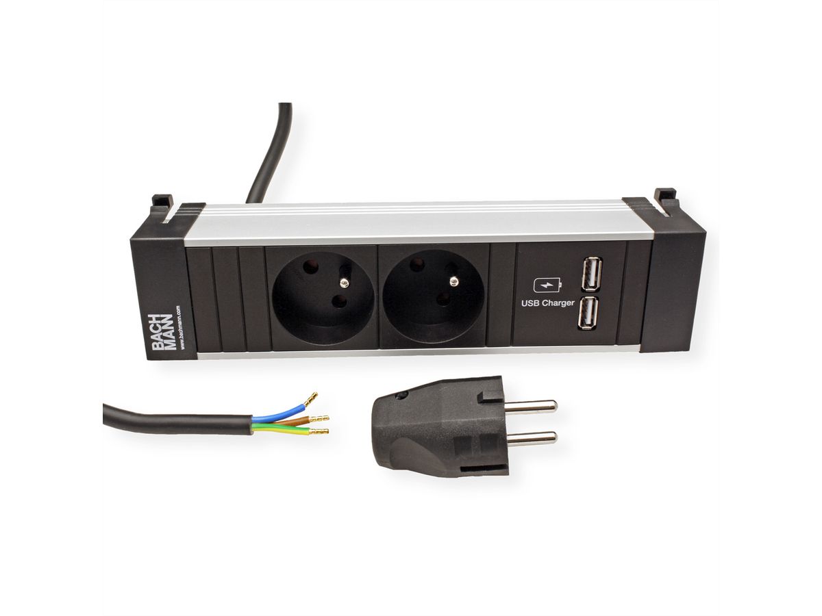 BACHMANN POWER FRAME 2xUTE 1xUSB Charge Strom 2,0m AEH