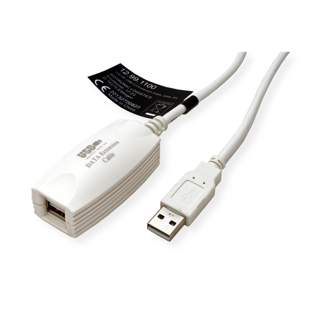 VALUE USB 2.0 Verlängerung, weiß, 5 m