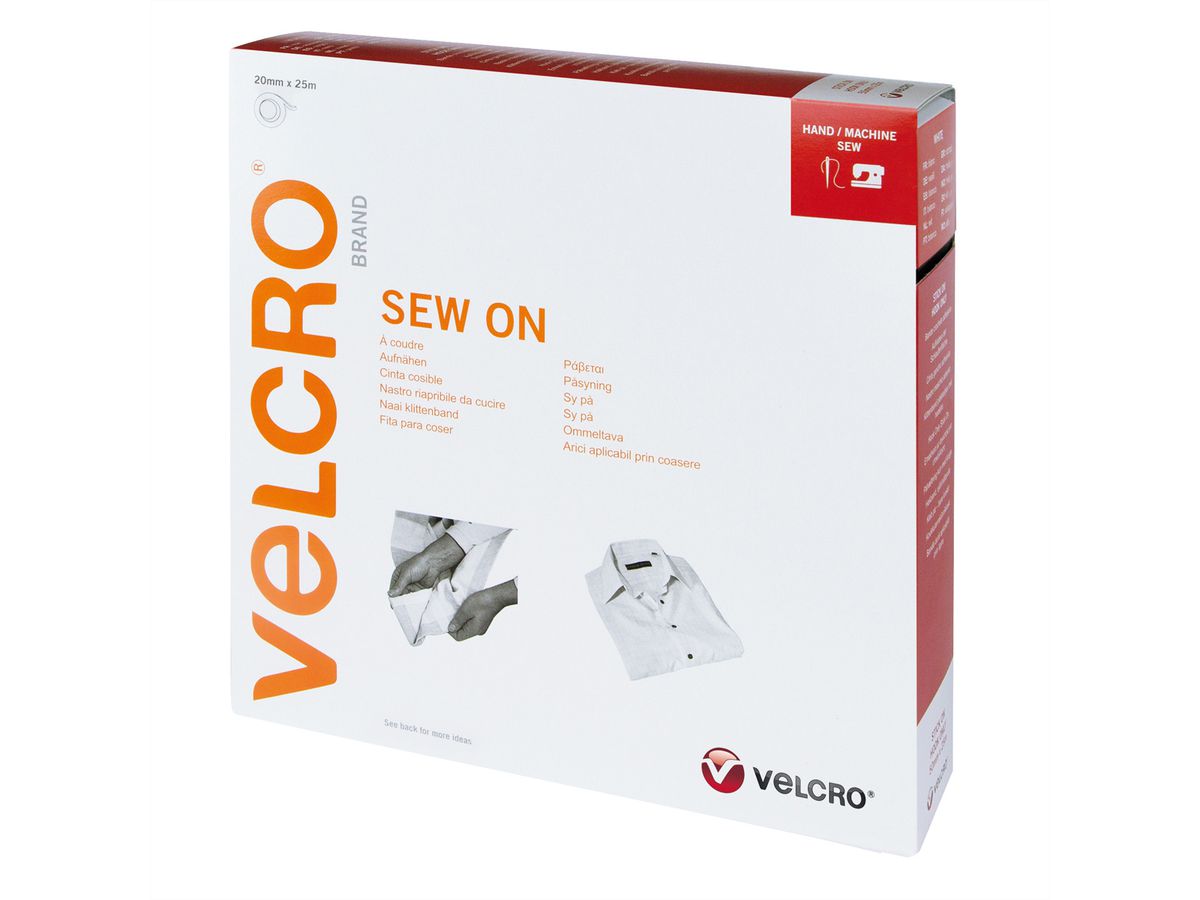 VELCRO® Klettband zum Aufnähen, Haken & Flausch 20mm x 25m Weiß