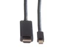 ROLINE Mini DisplayPort Kabel, Mini DP-UHDTV, ST/ST, schwarz, 1 m