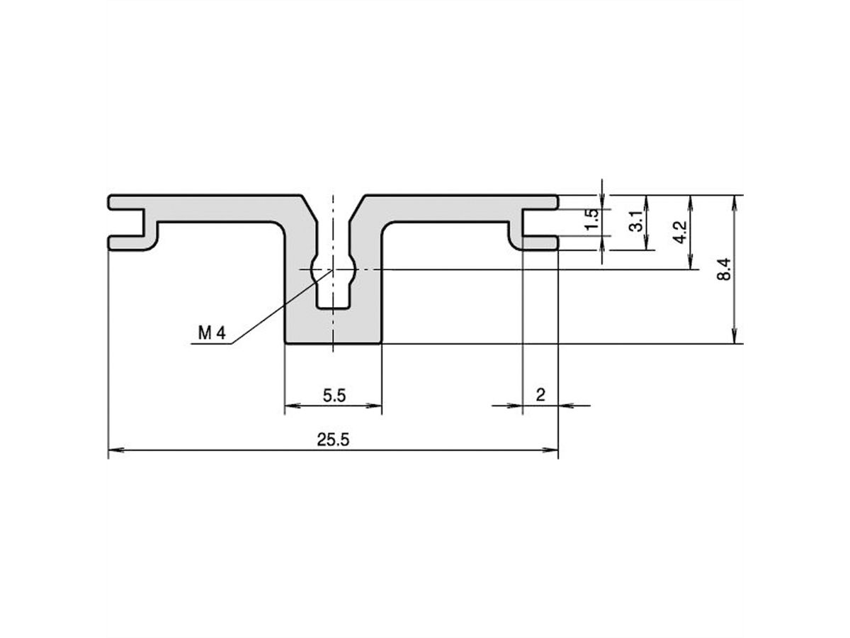 SCHROFF Modulschienen hinten, Typ AB, für Rear I/O Kartenführungen - MODULSCHIENE AB 1MT