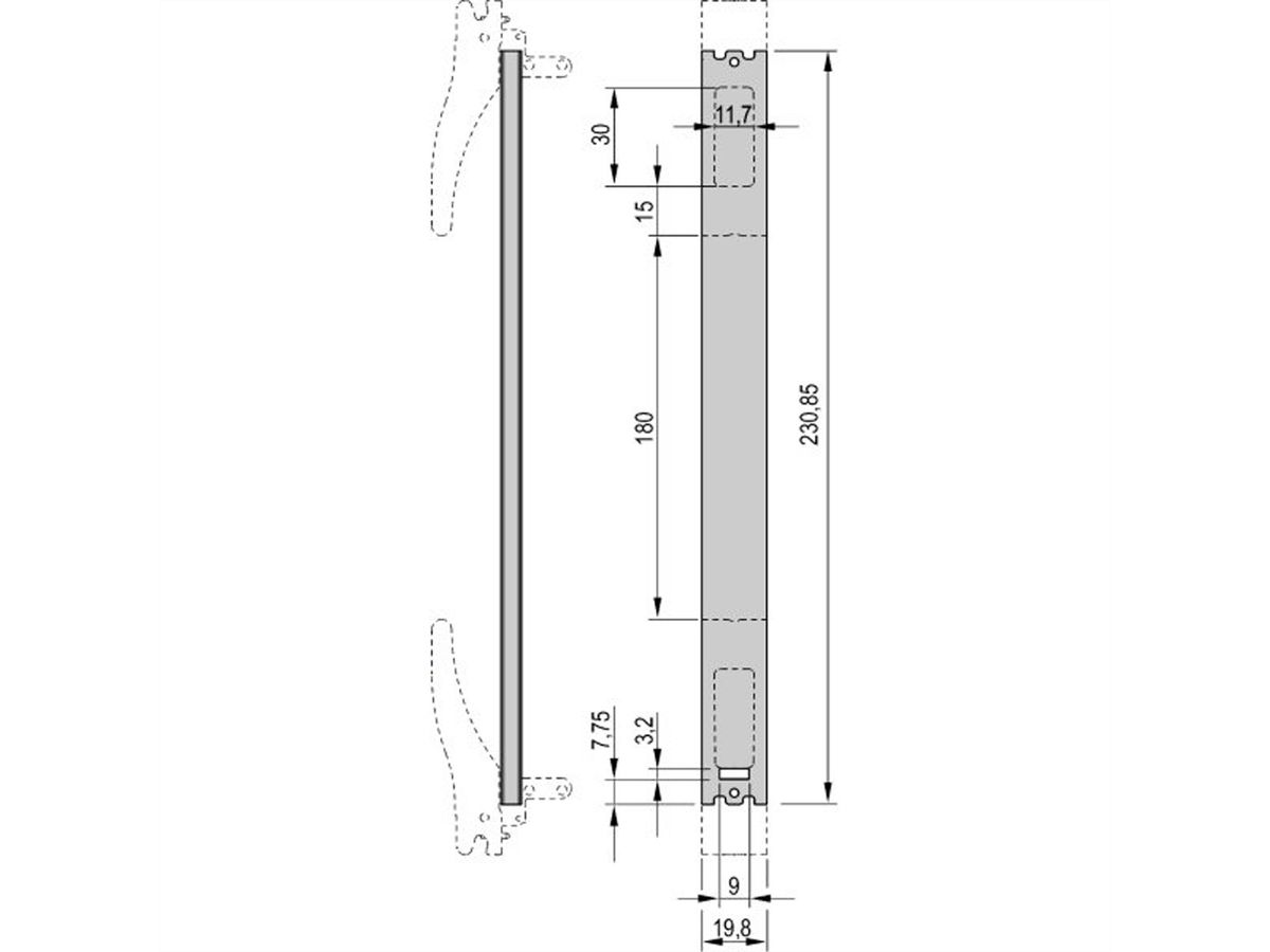 SCHROFF Frontplatte für XL-Griff, 4 TE - FRONTPLATTE XL M.S.6HE 4TE
