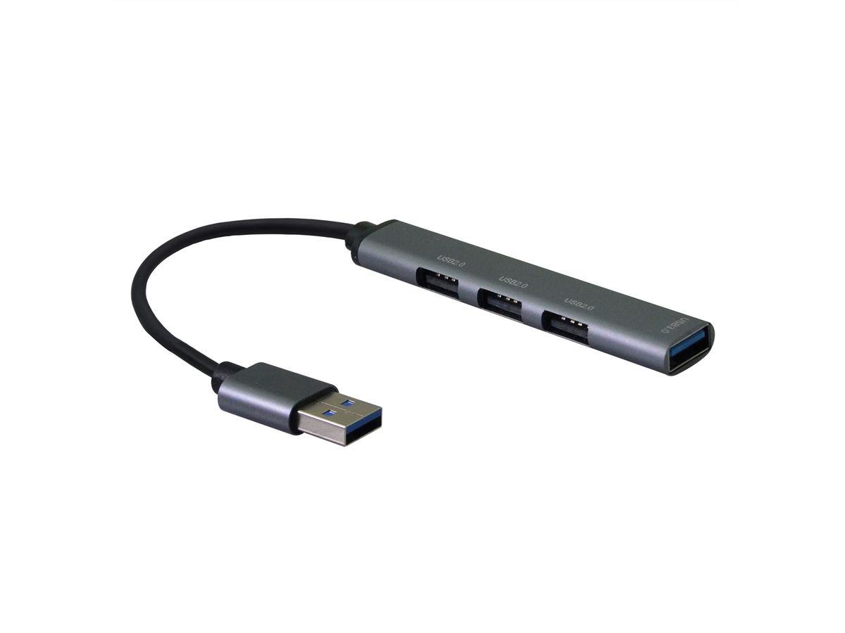 STANDARD USB 2.0 Hub, 1x A, 4x A Ports, (3x USB 2.0 +1x USB 3.2 Gen1)