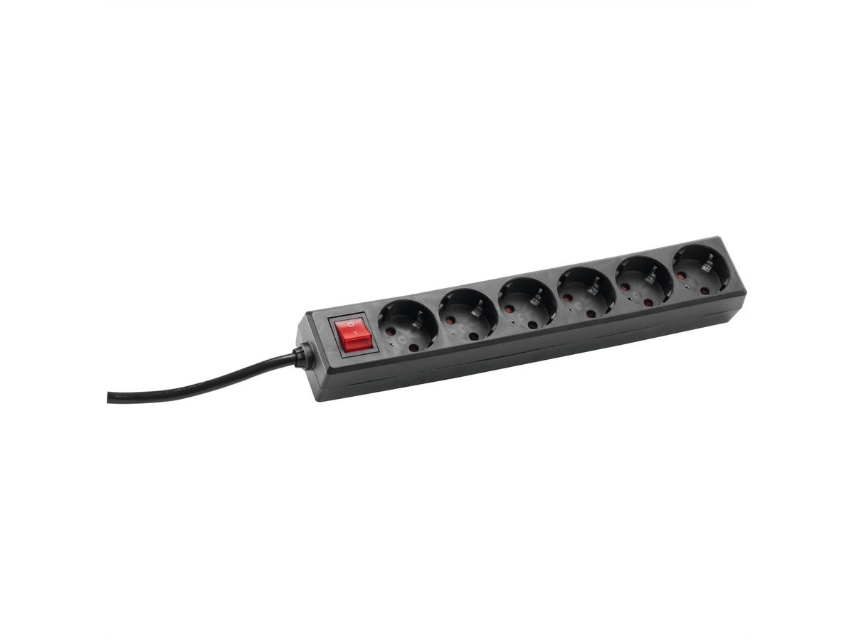 BACHMANN SELLY Steckdosenleiste 6x Schutzkontakt, Schalter, schwarz, 1,5 m