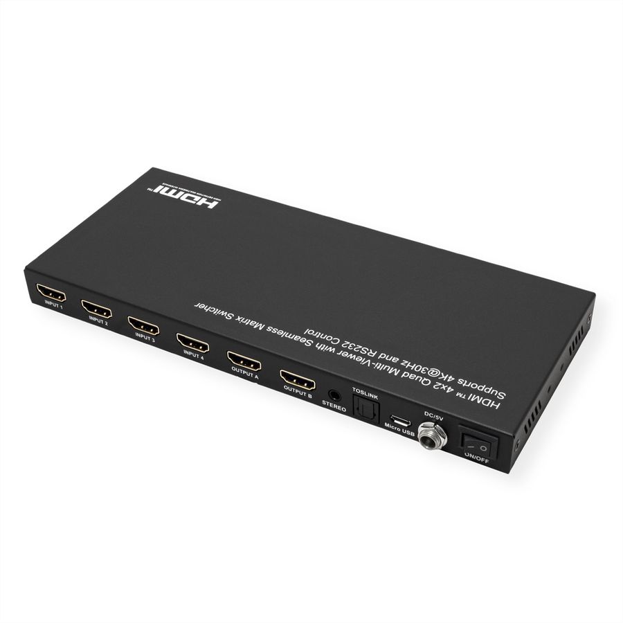 VALUE HDMI Matrix Switch, 4x2 QUAD Multi-Viewer, nahtlose Umschaltung