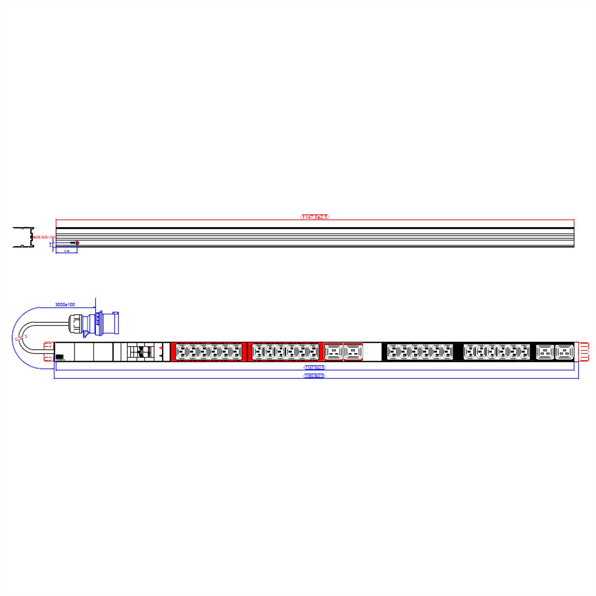 BACHMANN IT PDU ALU 1HE 20xC13 4xC19 2xLS CEE 32A blau