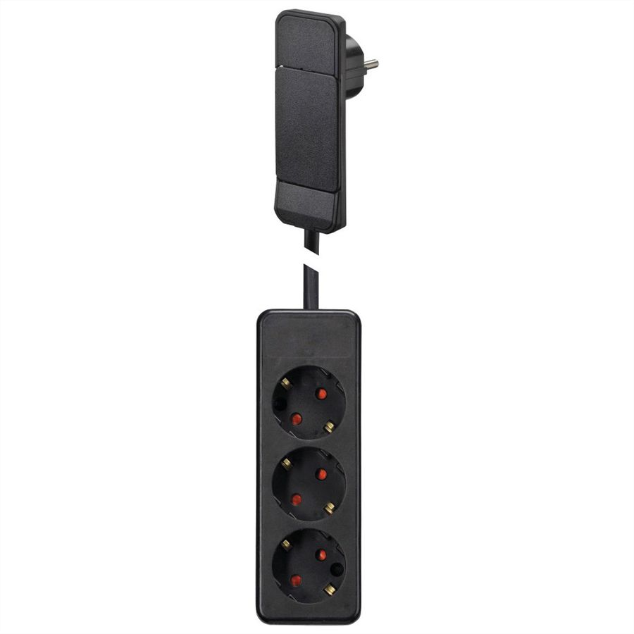 BACHMANN SmartPlug Flachstecker, mit 3x Schutzkontakt Steckdosenleiste, schwarz, 1,6 m