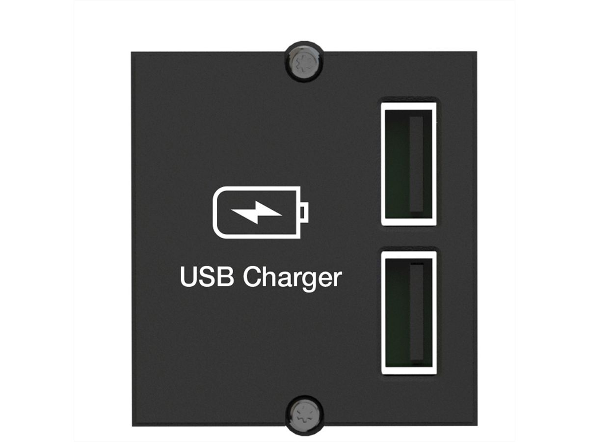BACHMANN USB A/A 15W Doppelcharger , 2x Typ A 5V/2,4A GST18, schwarz, 0,2 m