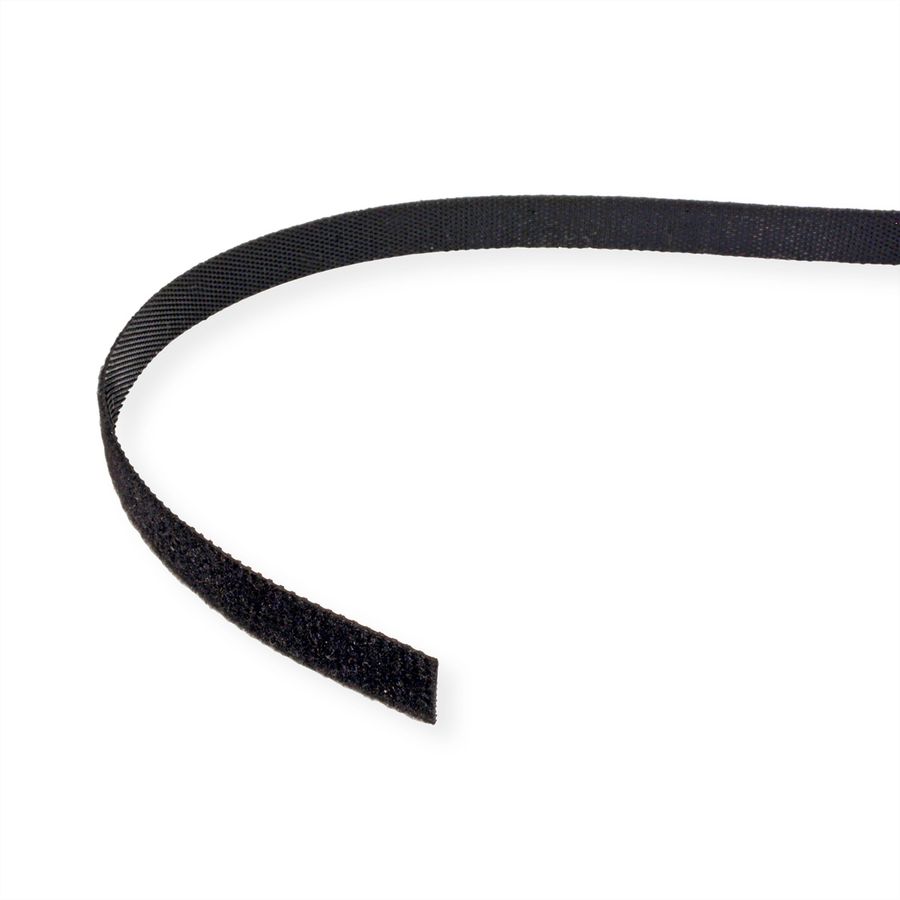 VALUE Klettband auf Rolle, 10mm, schwarz, 25 m