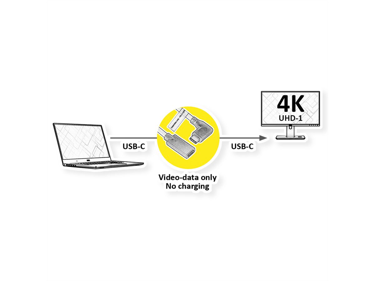 ROLINE Video-Verlängerungskabel (DP Alt Mode) USB Typ C-C, ST/BU, schwarz, 2 m