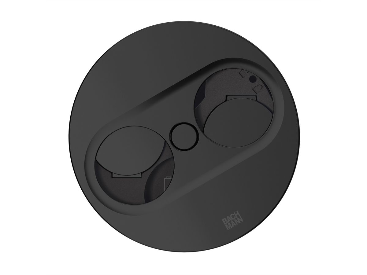 BACHMANN TWIST2 1xCH 1xUSB A/C 22W, L=0,2m RAL9005 30GE rund