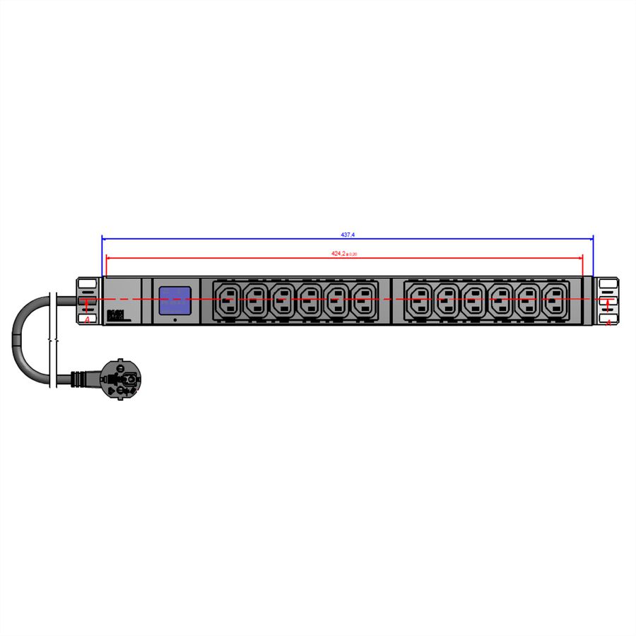 BACHMANN BN0500 19" PDU 1HE 12x C13 Leistungsmessung, Schutzkontakt-Anschluss