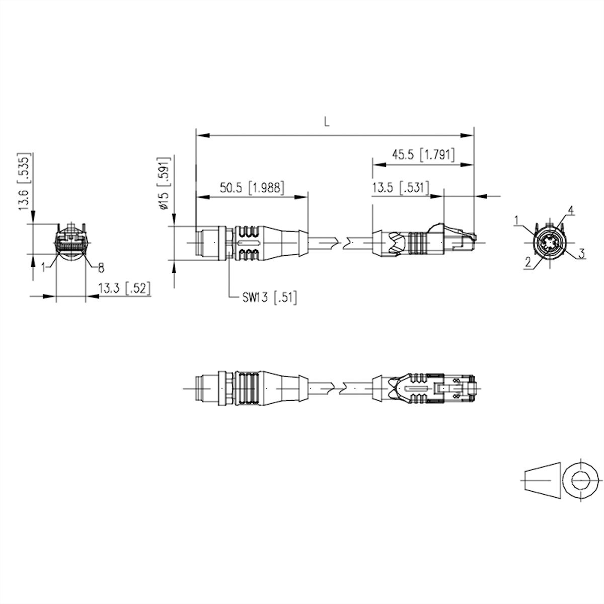 METZ CONNECT Verbindungsleitung M12 ST-RJ45 ST, 4-pol D-kodiert 