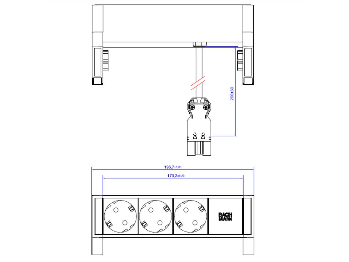 BACHMANN DESK2 3x Schutzkontakt GST18 Inox