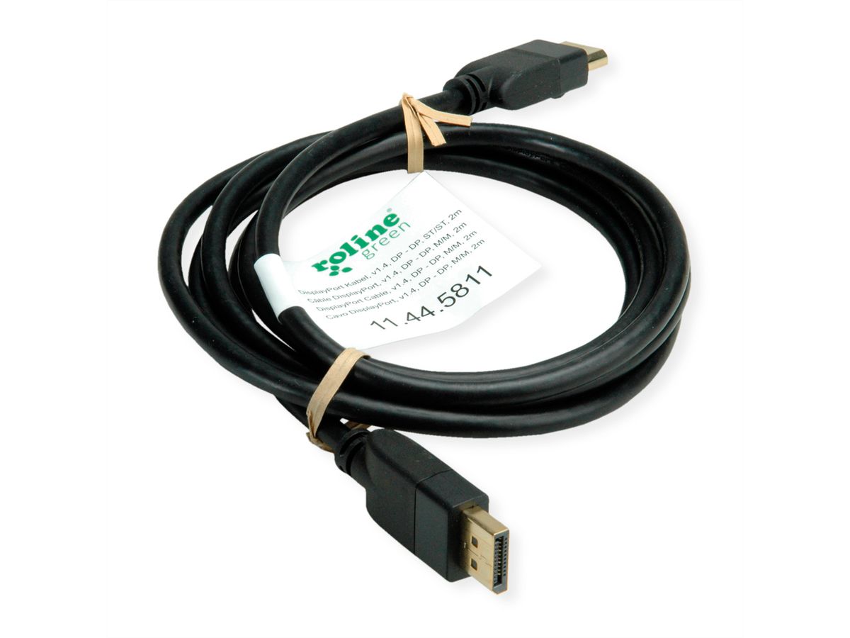 ROLINE GREEN DisplayPort Kabel, v1.4, DP ST - ST, schwarz, 1 m