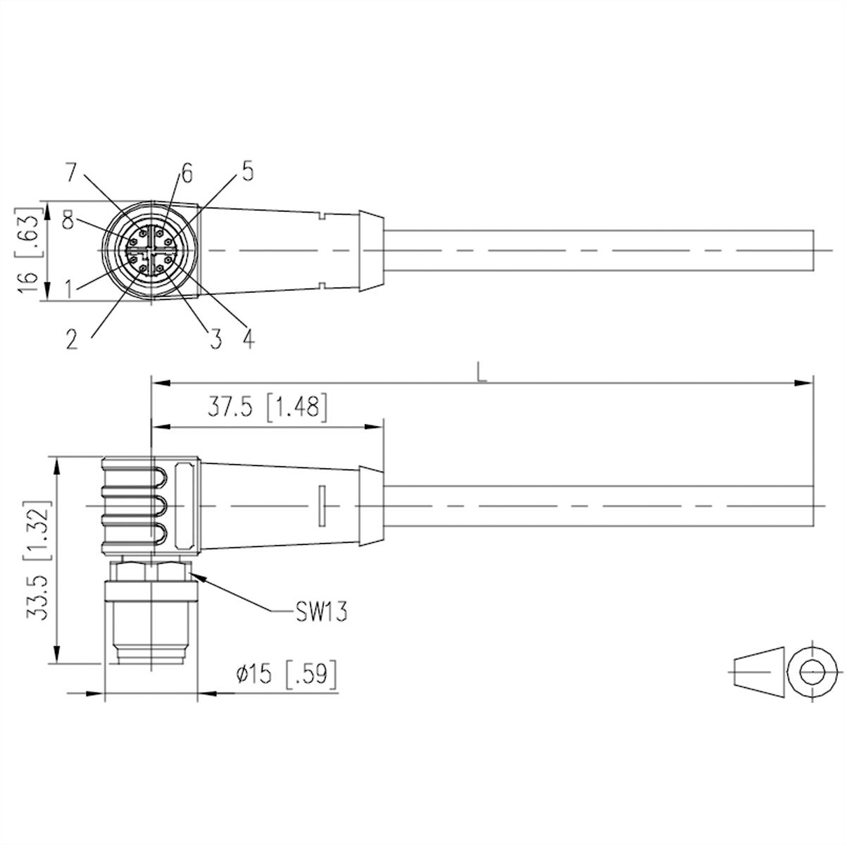 METZ CONNECT Anschlussleitung M12 Stecker 8-polig X-kodiert 