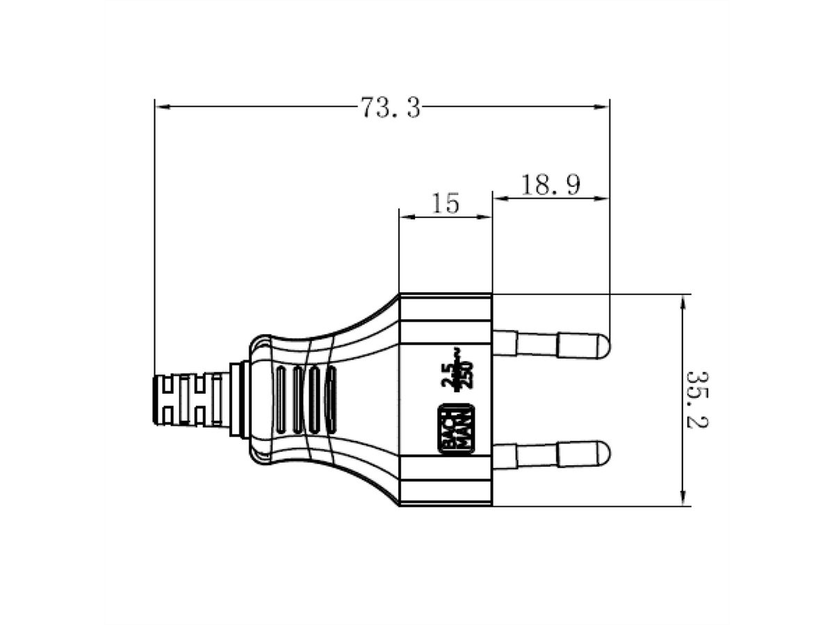 BACHMANN Euroflachstecker schwarz, Schraubanschluss VE 3 Stk. im Polybeutel