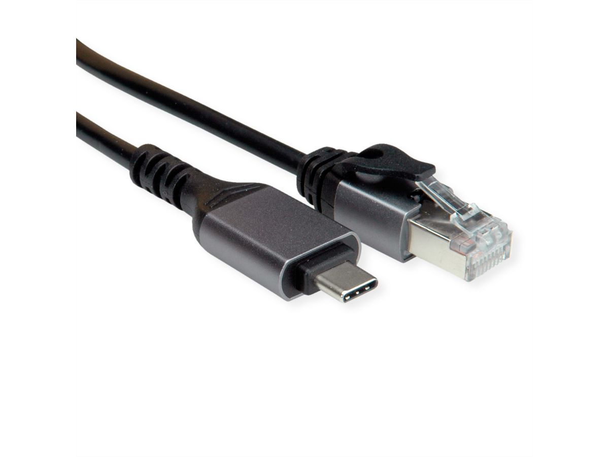 VALUE USB 3.2 Gen 2 Typ C zu Gigabit Ethernet Konverterkabel, schwarz, 3 m