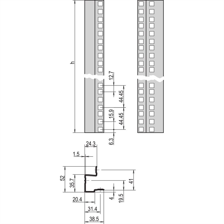 SCHROFF 19"-Profile - WINKELPROFIL SET 20HE 7021